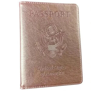 Passport and Vaccine Card Holder Rose Gold PU Leather